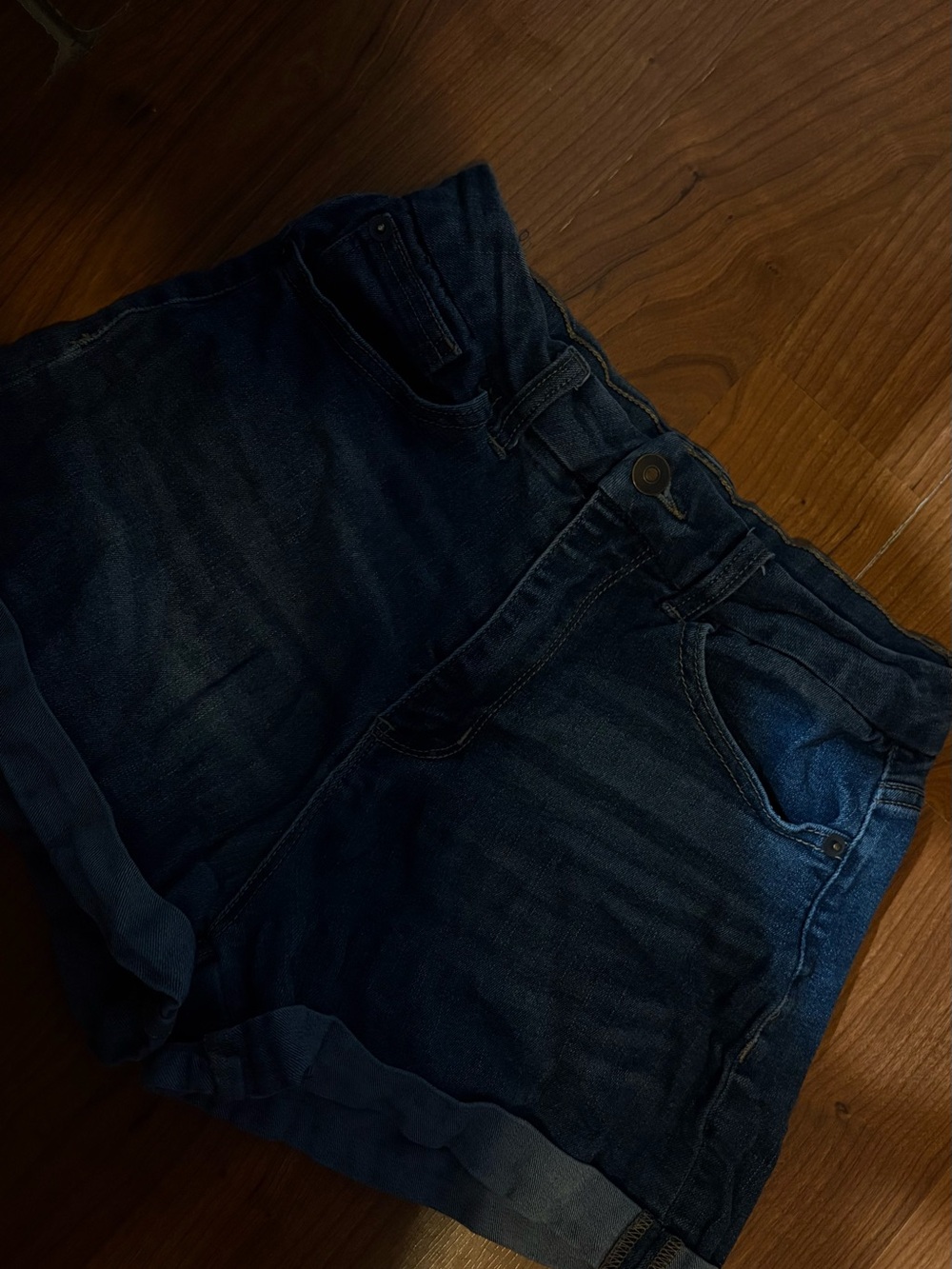 No Boundaries Dark Blue High-Rise Denim Shorts